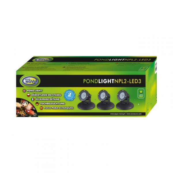 Aqua Nova NPL2-LED3 3x2,2W LED Teichleuchte mit Dämmerungssensor